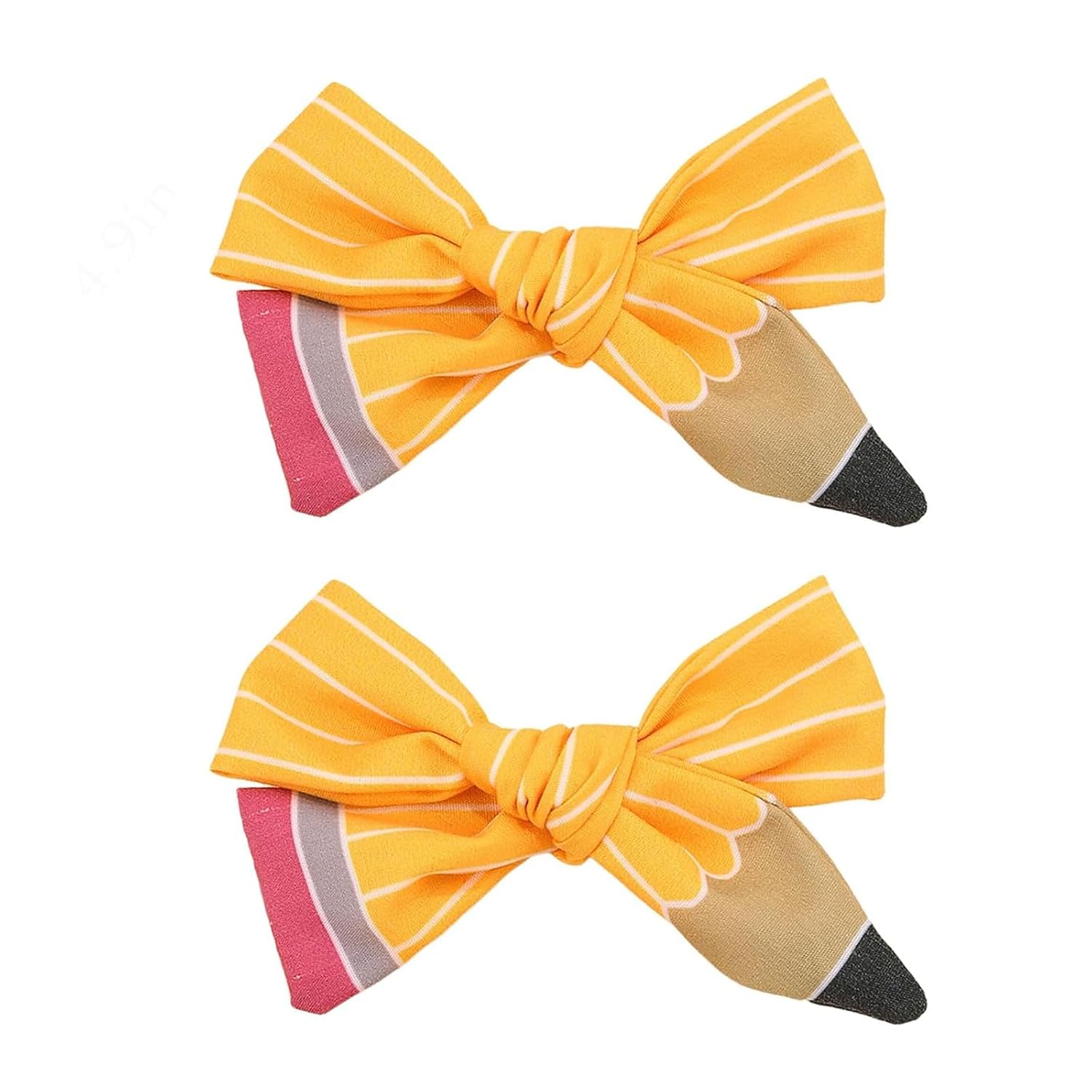 2PCS Back to School Pencil Hair Bows Clips for Girls Yellow Pencil Bow Alligator Clips Cute Hair Accessories for First Day of School Kindergarten Decoration Student Teacher Hairpins