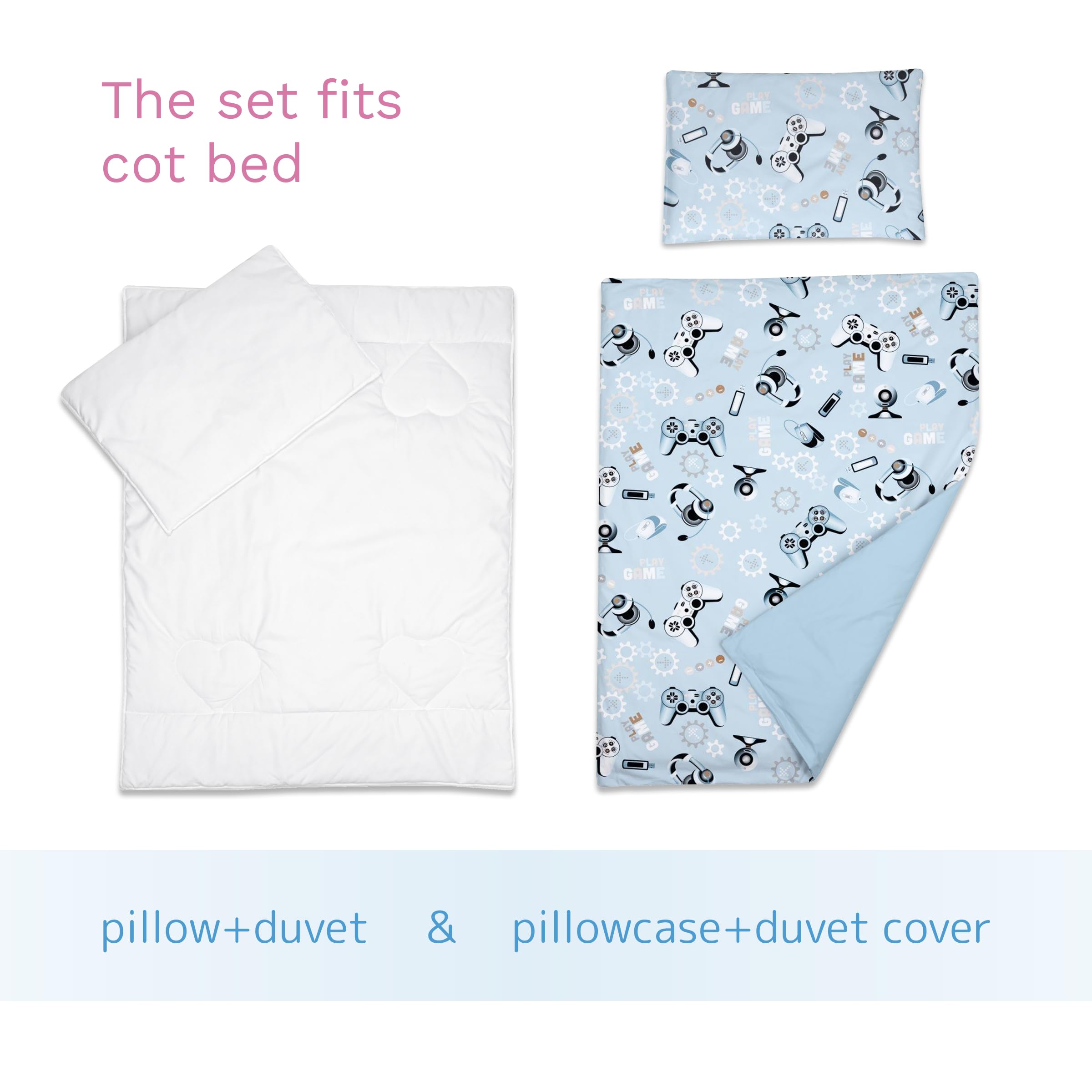 Baby Comfort 4 Piece Toddler Kids Cot Bed Set 120x90 cm Duvet Pillow Duvet Cover Pillowcase 12M+ (It's a Boy) — view 46