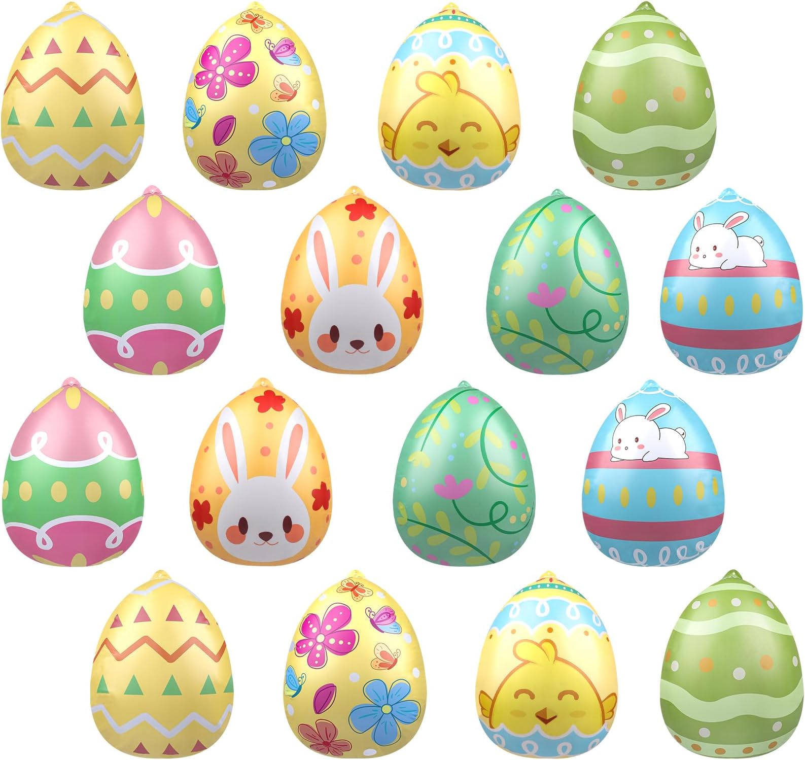 16 PCS 9 Inch Easter Egg Inflatable Balloons Hanging Inflatable Easter Balloons Colorful Inflatable Egg Decorations for Yard Garden Holiday Party Home Decor