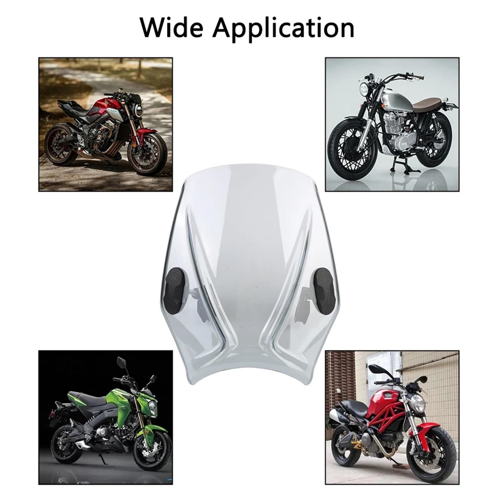 Przednia szyba motocyklowa Szyba motocyklowa do motocykla ulicznego Uniwersalny spoiler szyby przedniej(Light Gray)