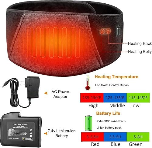 Miniatura 2 de FEETMOR Almohadilla térmica para aliviar el dolor de espalda, almohadilla térmica menstrual inalámbrica, almohadilla de calefacción de espalda para