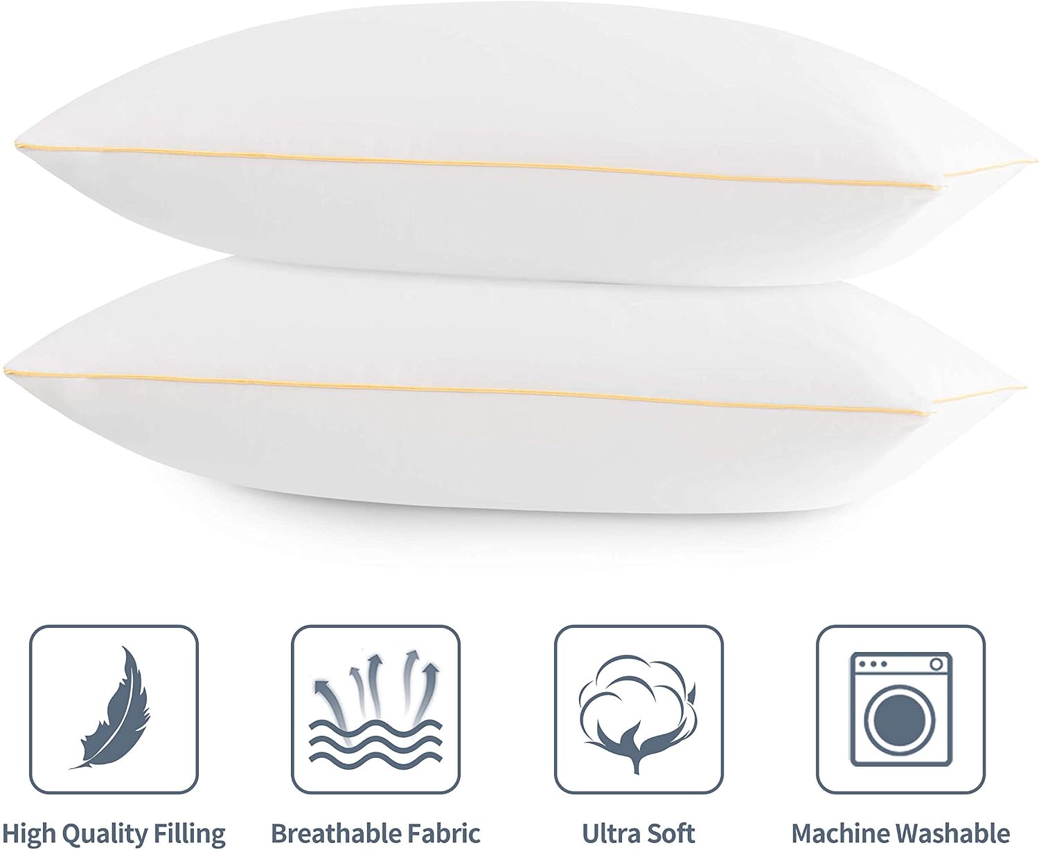 downluxe Down Feather Pillows - 2 Pack Bed Pillows for Sleeping with Soft 100% Downproof Cotton Shell, King Size