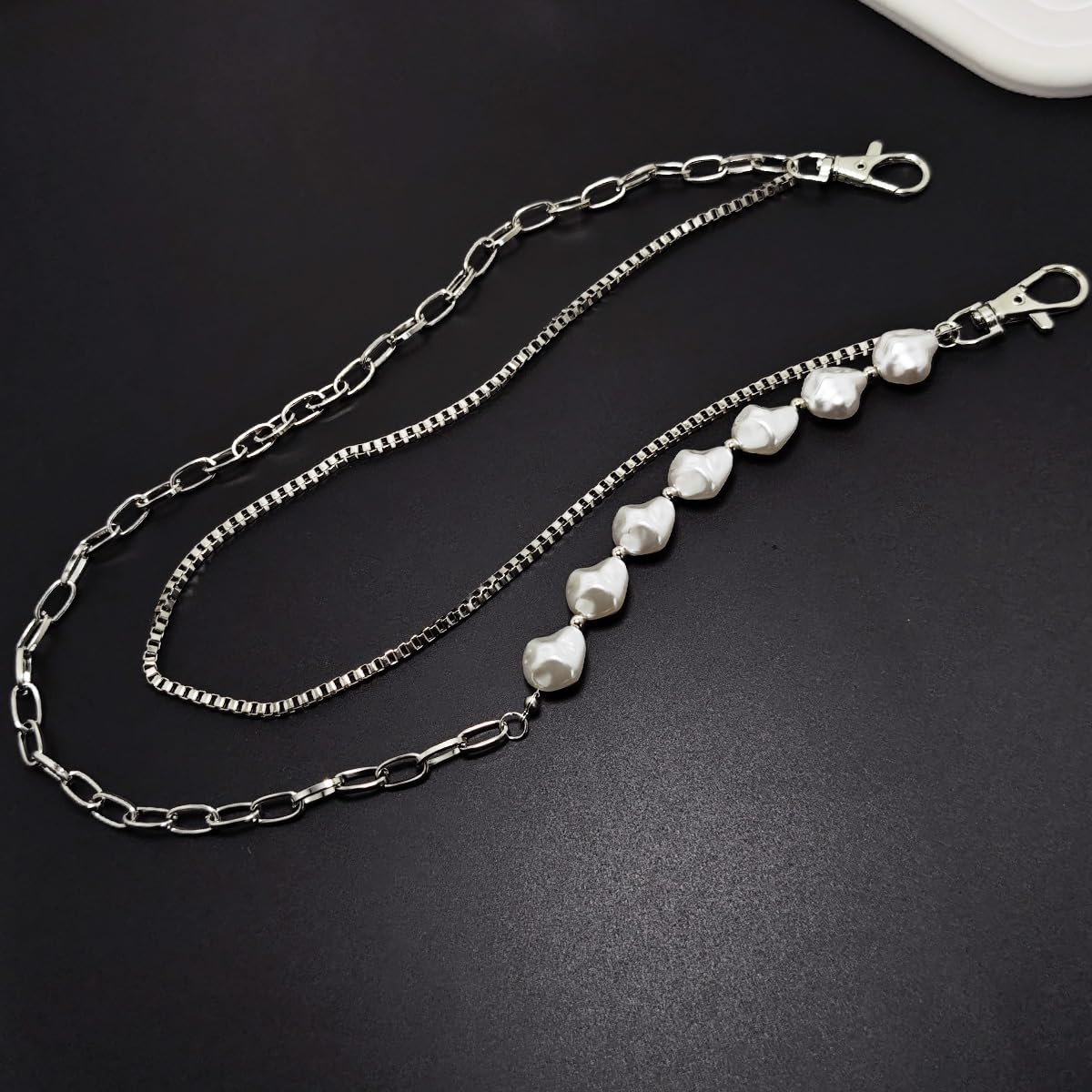 Hosenkette für Herren, geschichtete Perlen, Perlen, Geldbörse, Kette, Statement, Punk, Hip-Hop, Vintage-Schmuck-Zubehör