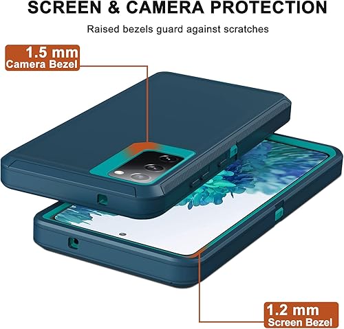 Miniatura 5 de Funda para Samsung Galaxy S20 FE 5G con funda de clip para cinturón, 2 protectores de pantalla, resistente grado militar, cuerpo completo, a prueba