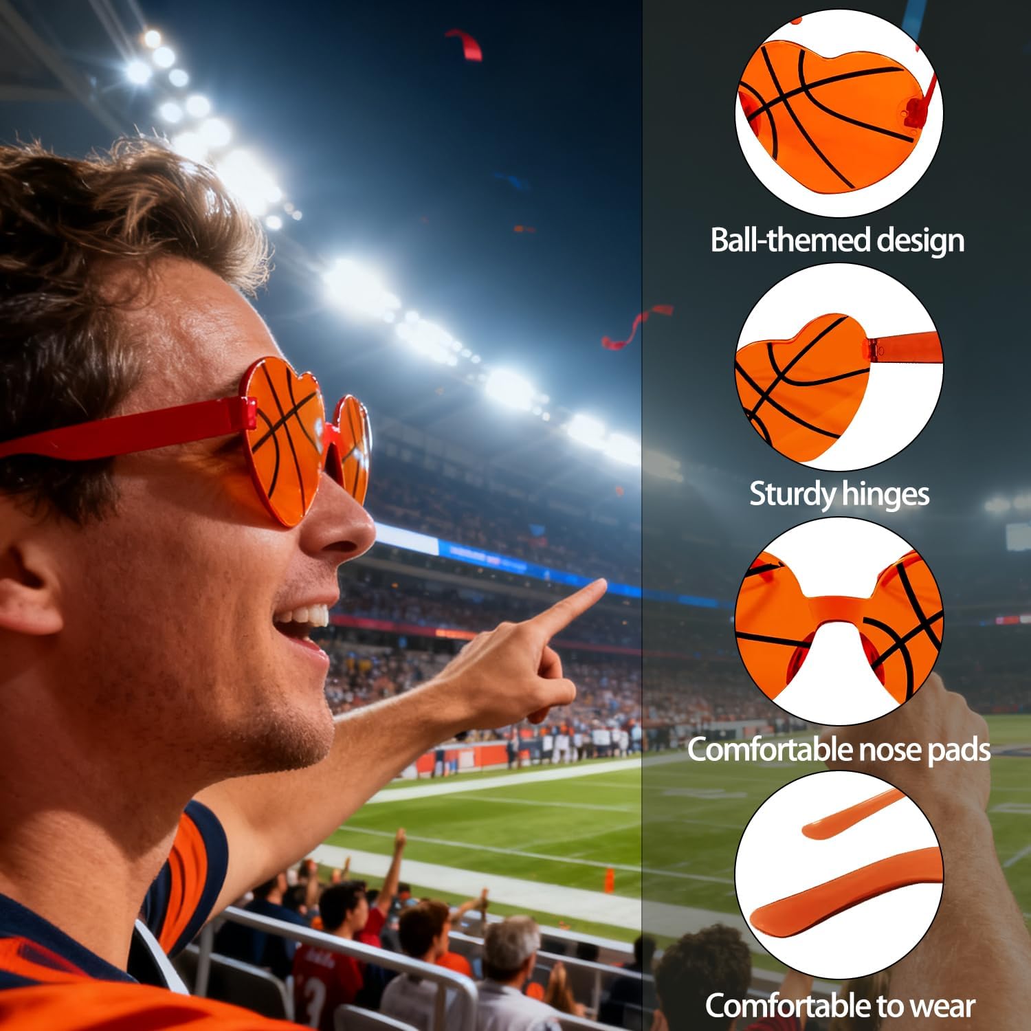 Layway 12 Pcs Sport Glasses Set Football Volleyball Soccer Basketball Sunglasses for Party Favors, Team Event Gifts - Image 3