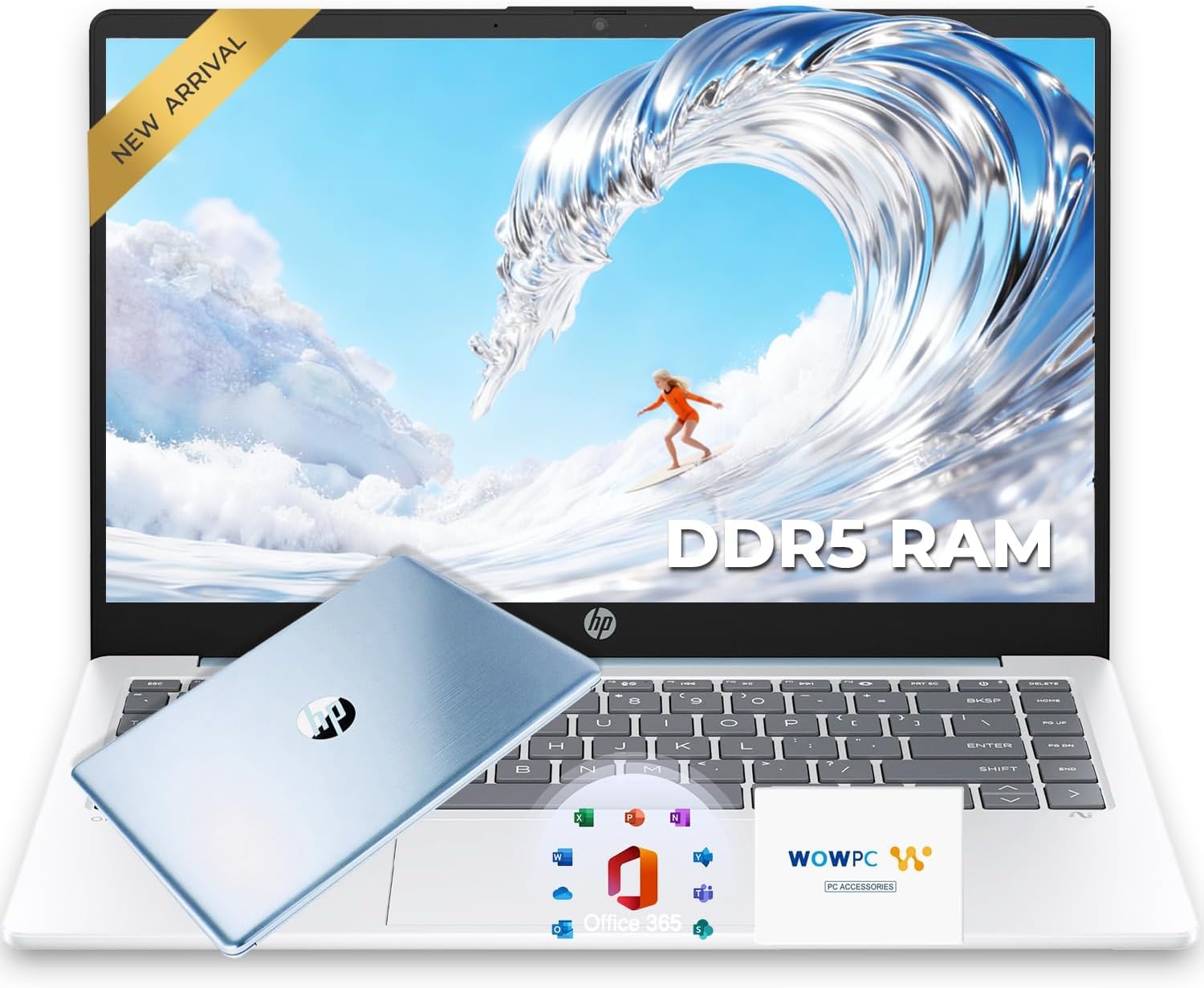 HP Everyday Laptop with Copilot AI • AMD High Performance Processor • 128GB SSD • Microsoft Office 365 Included • Thin &amp; Portable • 12hrs Battery • Windows 11 | w/o Mouse