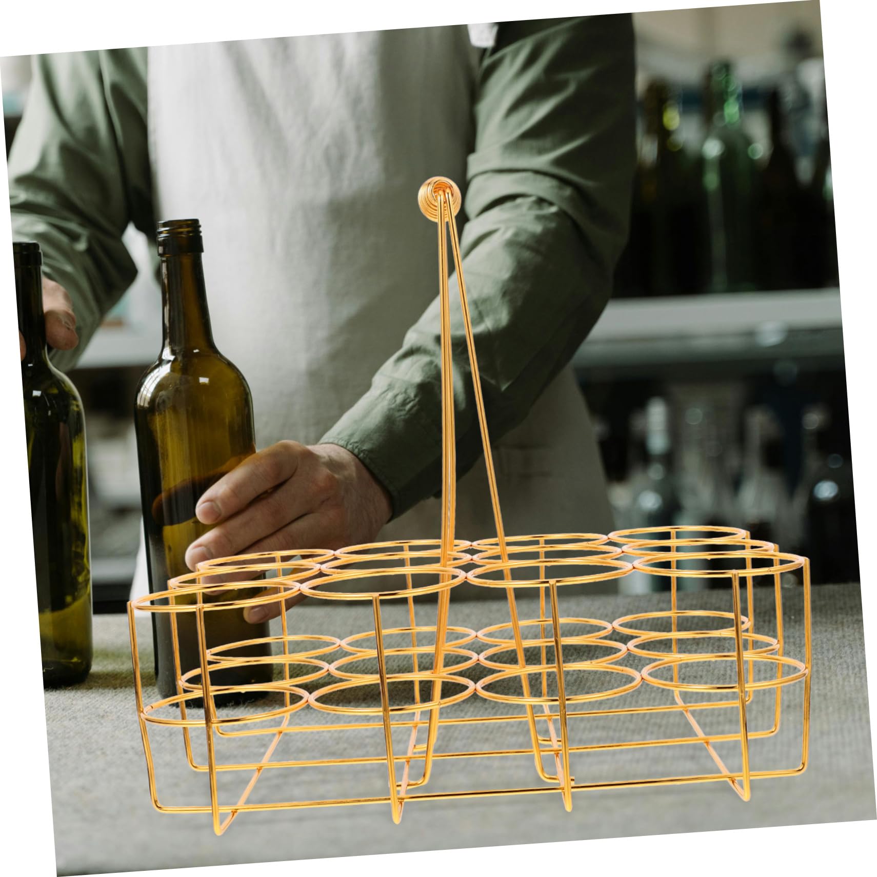 Unomor Beer Bottle Rack Carrier 12 Pack Beer Storage Holder in Iron Ktv Beer Basket Beer Carrying Rack Fine Workmanship