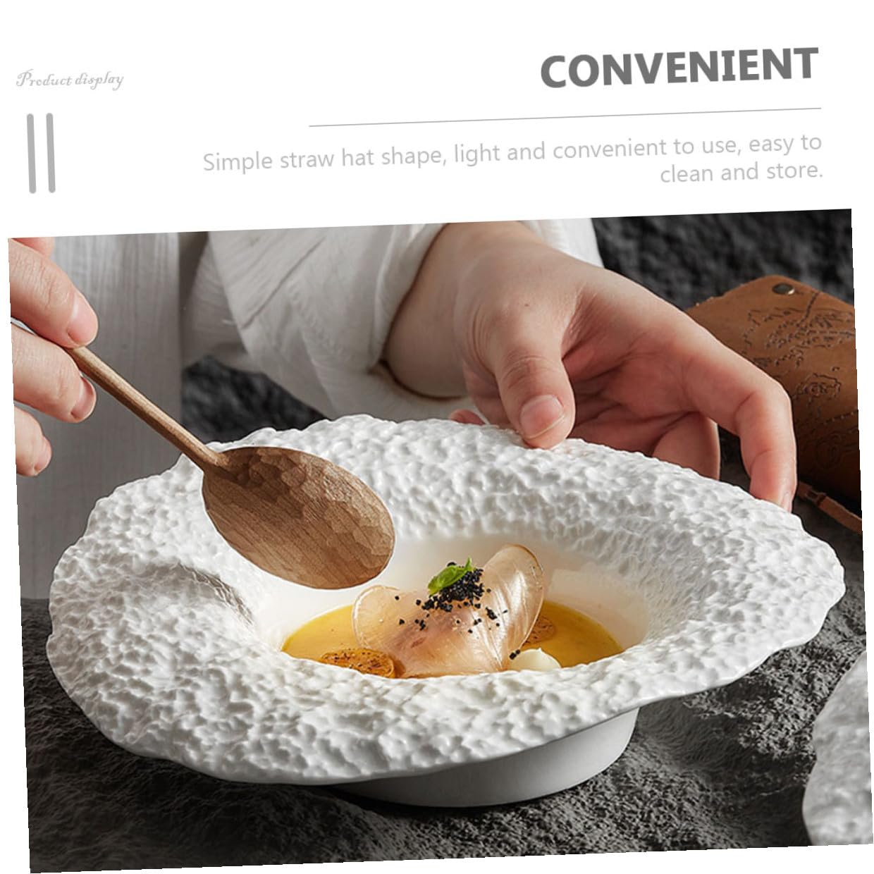 BESPORTBLE Assiette Creuse En Céramique Effet Roche 25 Cm, Assiette à Pâtes Et Salade, Vaisselle Robuste Pour Repas Maison, Usage Familial Et Restaurant, Service