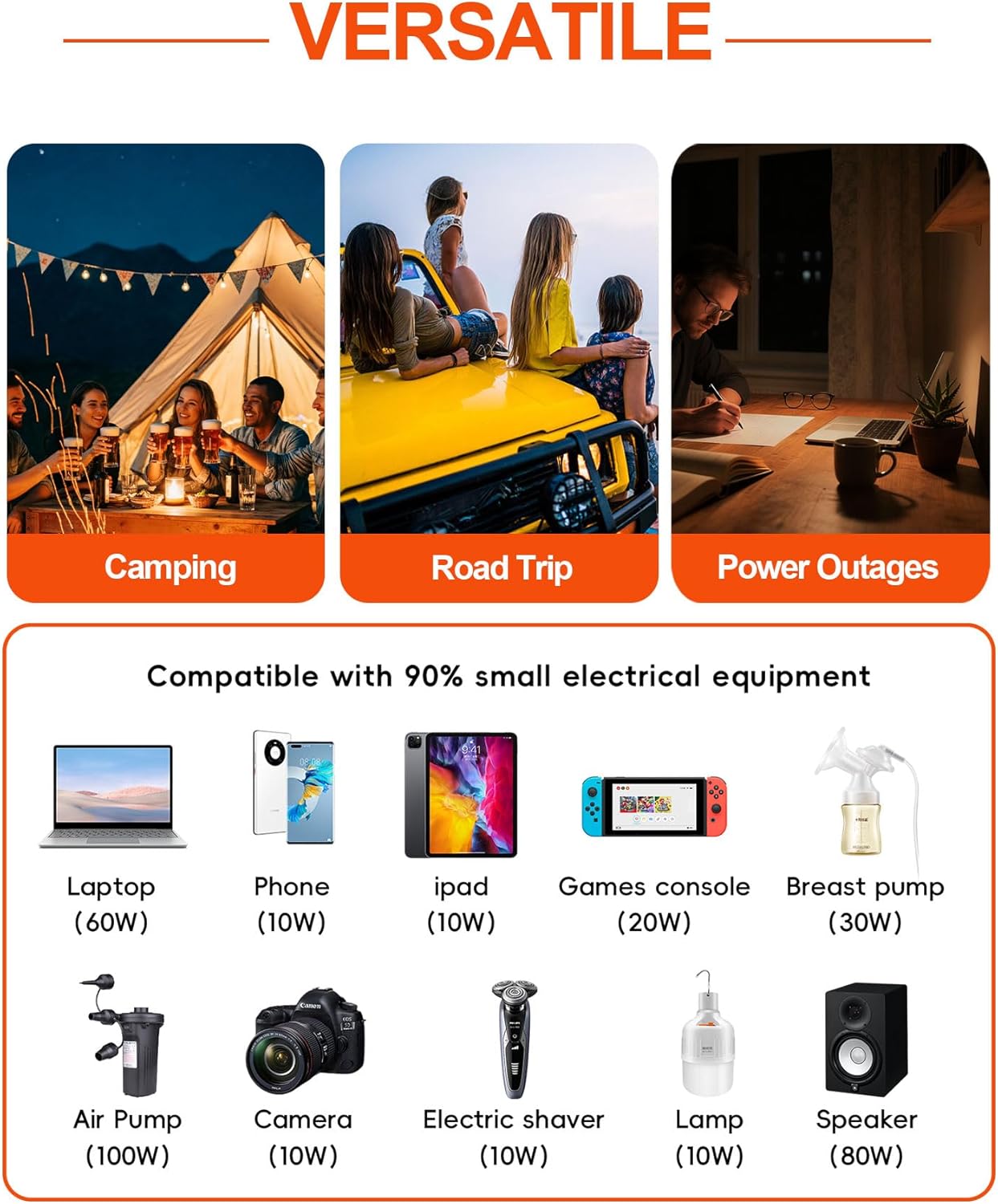 1000W Power Inverter for Vehicles, 12V DC to 110/120V AC Car Inverter with 3 AC Outlets, USB 24W/ PD 30W Fast Charger, Car Power Converter for Truck, Home, Laptop on Road Trip Essentials