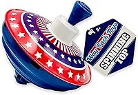 Continuum Games Way Back Toys Retro Spinning Top - Easy Pull Spin Gyro Toy for Kids Ages 3+, Red White Blue