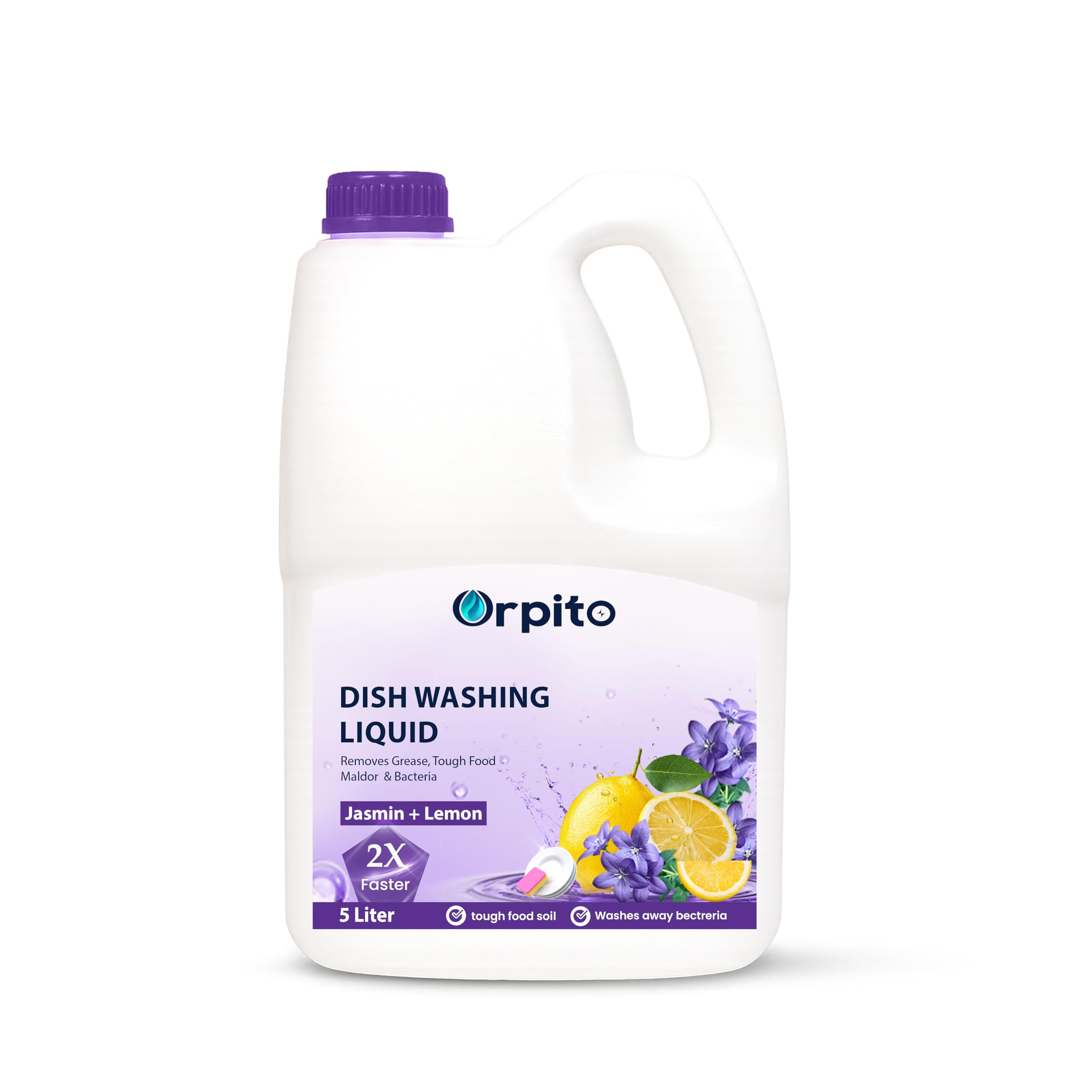 Orpito Dish Washing Liquid Pack of 2 and 1 (5L Each) – Tamarind, Tangerine, Neem, Mint & Jasmin+Lemon – 2X Faster Grease Removal, Gentle on Hands, Fresh Fragrance (LAVENDER)-image-11
