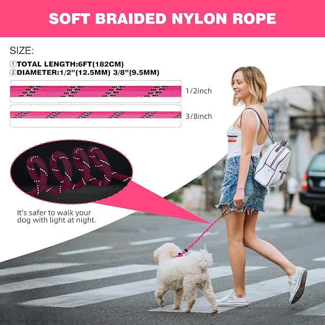Foto 3 de 7 de lynxking Correa Reflectante para Perro, Resistente, cómoda y Fuerte, para Perros Grandes y medianos
