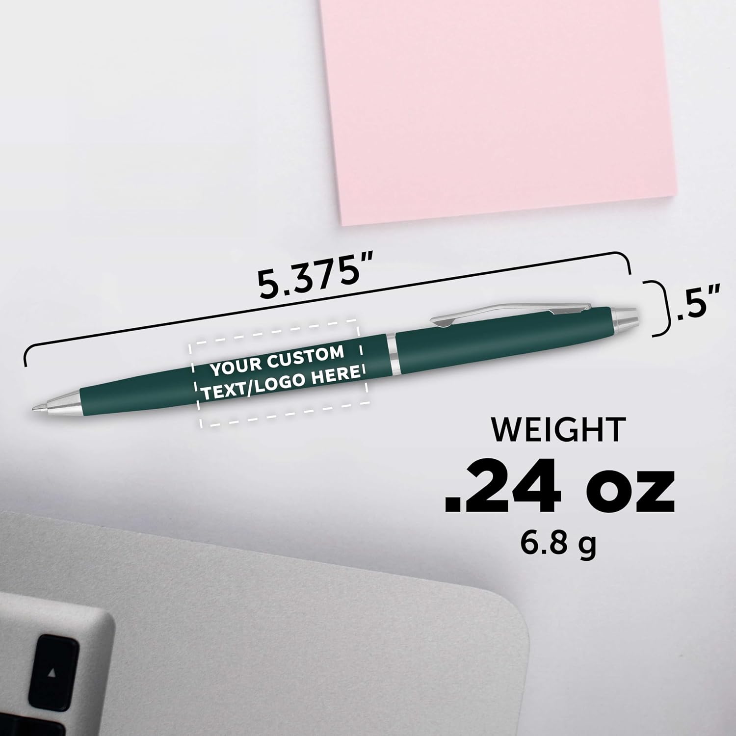 Personalized Langham Ballpoint Pens, Set of 10/50/100 by DISCOUNT PROMOS - Black Ink, Great for Office, Business, Tradeshows - Hunter Green
