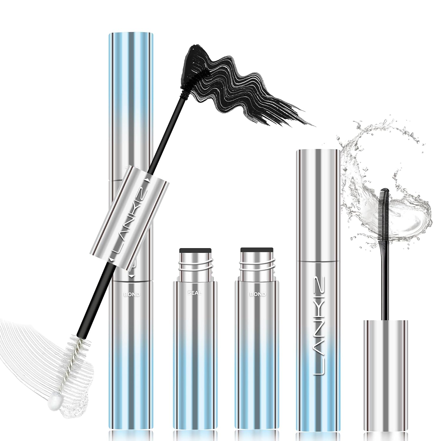 Long Lasting Lash Cluster Glue, Waterproof 72h Super Hold Lash Bond and Seal, Latex-Free & Non Irritating Black Eyelash Glue for Lash Cluster Strips