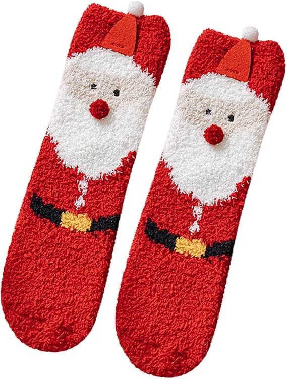 Amazon Co Jp 靴下 レディース かわいい カジュアルウィンターコーラルフリースサンタクリスマスディアヘッドソックス くつ下 メンズ ビジネス ファッション