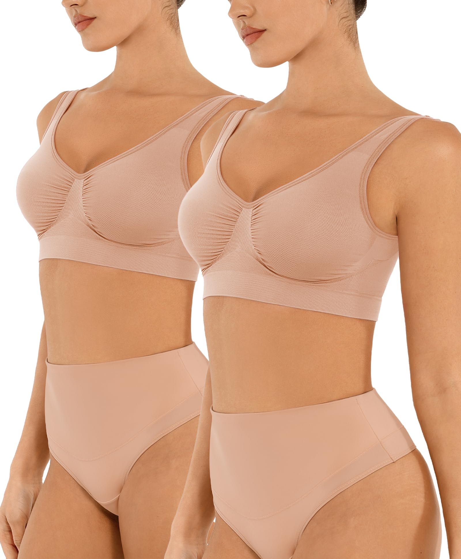 FeelinGirl Seamless Everyday Bras for Women No Underwire with Wide Straps | Full Coverage, Comfy Sleep Bra, Smooth, Wide Back Bralettes, Wireless, Buttery Soft Tshirt Bra, Unlined, No Show