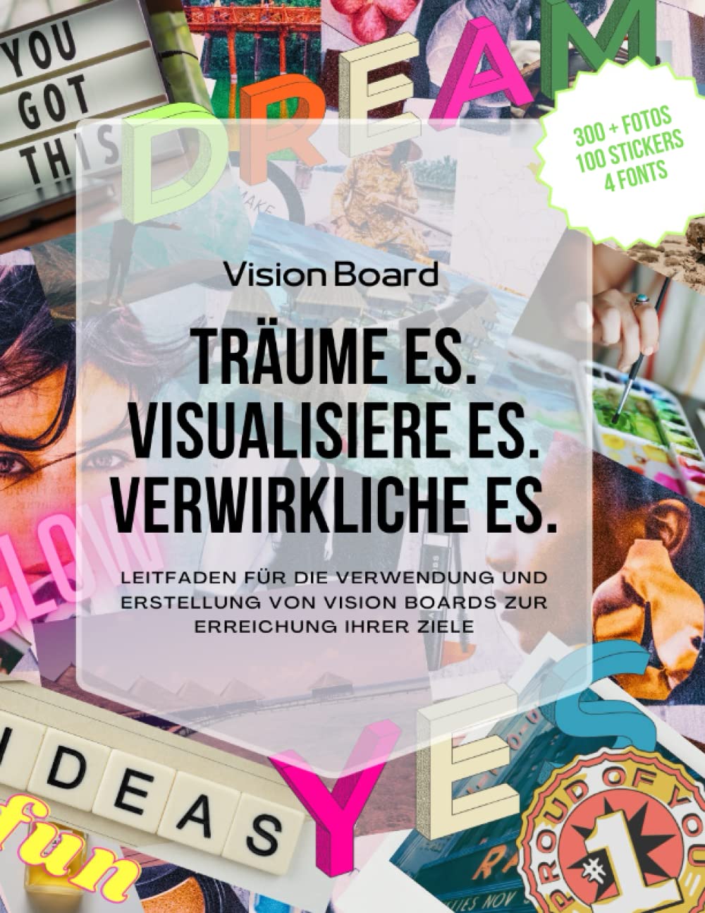 Clipart pour vision board avec illustrations inspirantes et méthode de développement