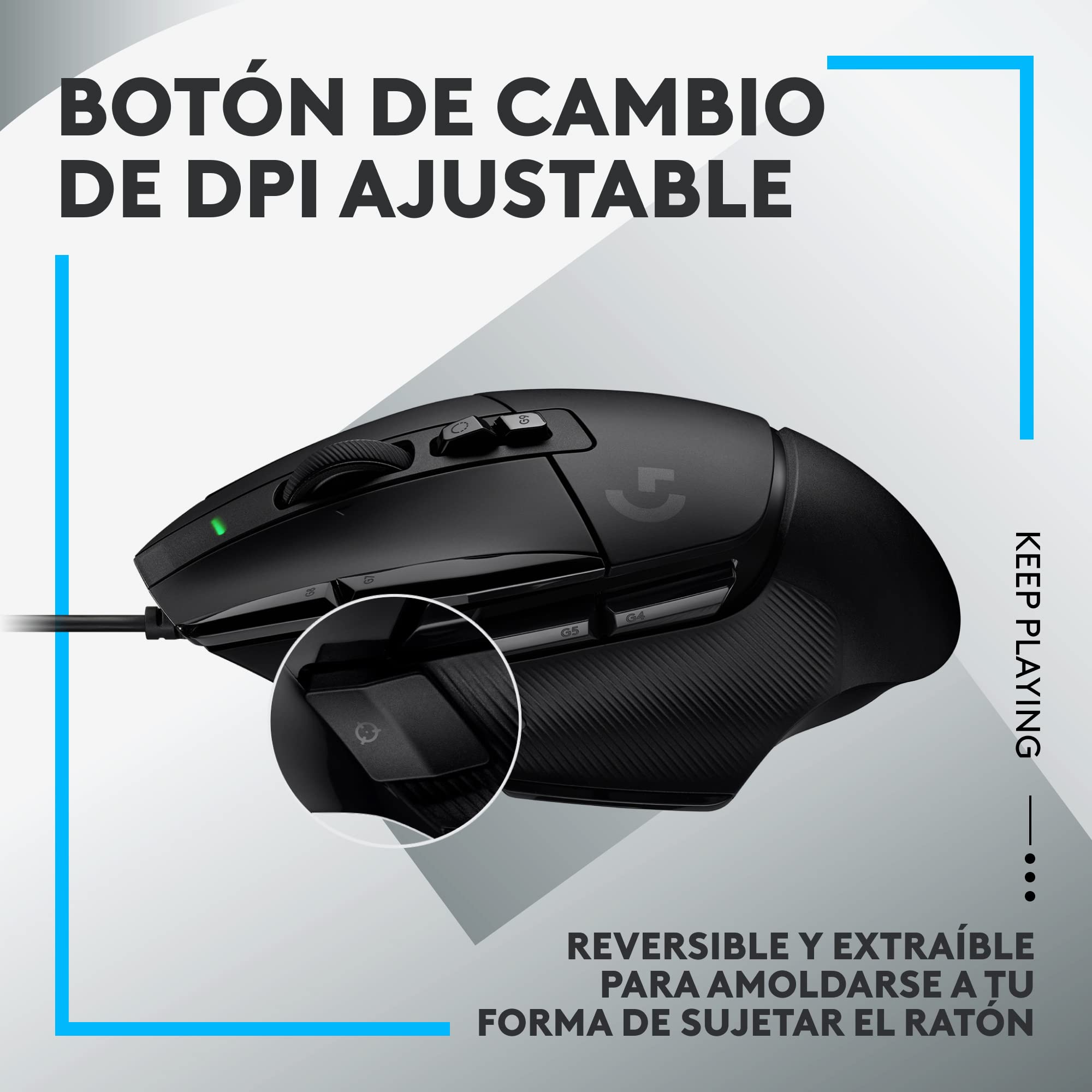 Logitech G G502 X Ratón con Cable - LIGHTFORCE, Botones Principales híbridos óptico-mecánicos, Captor Gaming Hero 25K, Compatible con PC - macOS/Windows - Negro