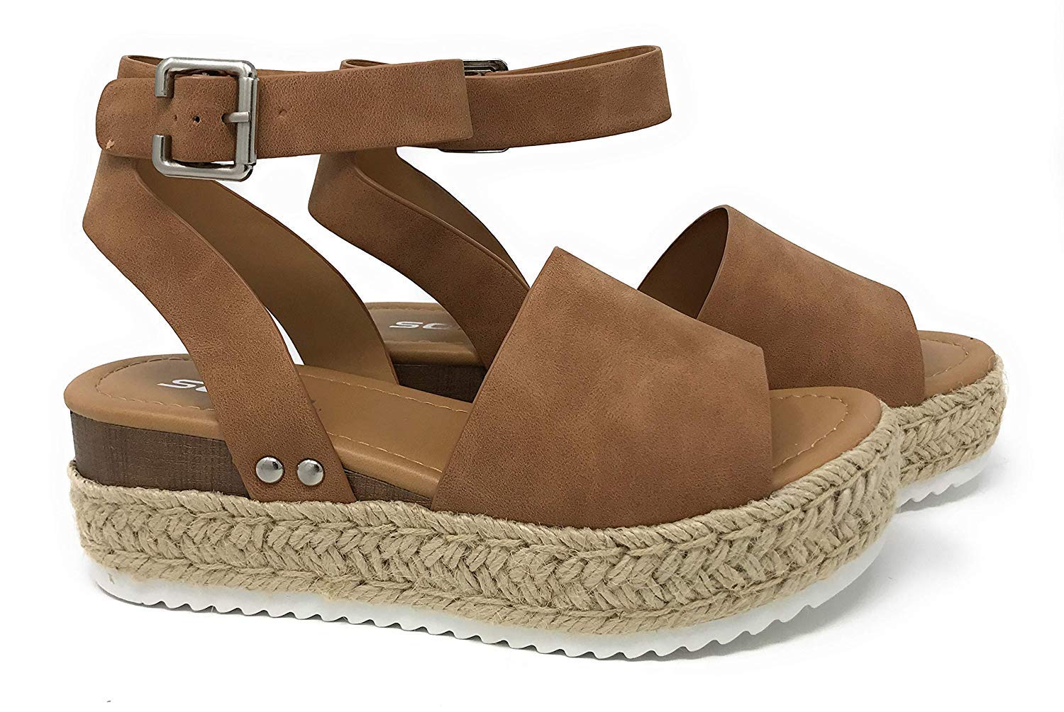 SodaWomen's Ankle Wrap Espadrille Flat