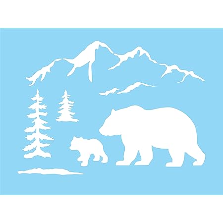 Amazon Com 9 X12 Stencil Elk Snowy Mountain Pine Trees Rustic Lodge Cabin Diy Signs Kitchen Dining