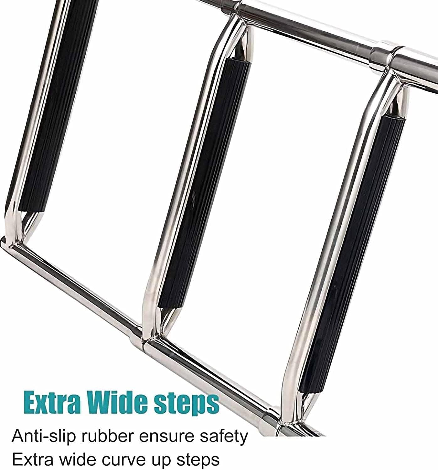 Ladders,Pontoon Boat Ladder Stainless Steel Marine Boat Inboard Ladder 4 Step Heavy Duty Swim Deck Ladder for Swimming Pool Yacht