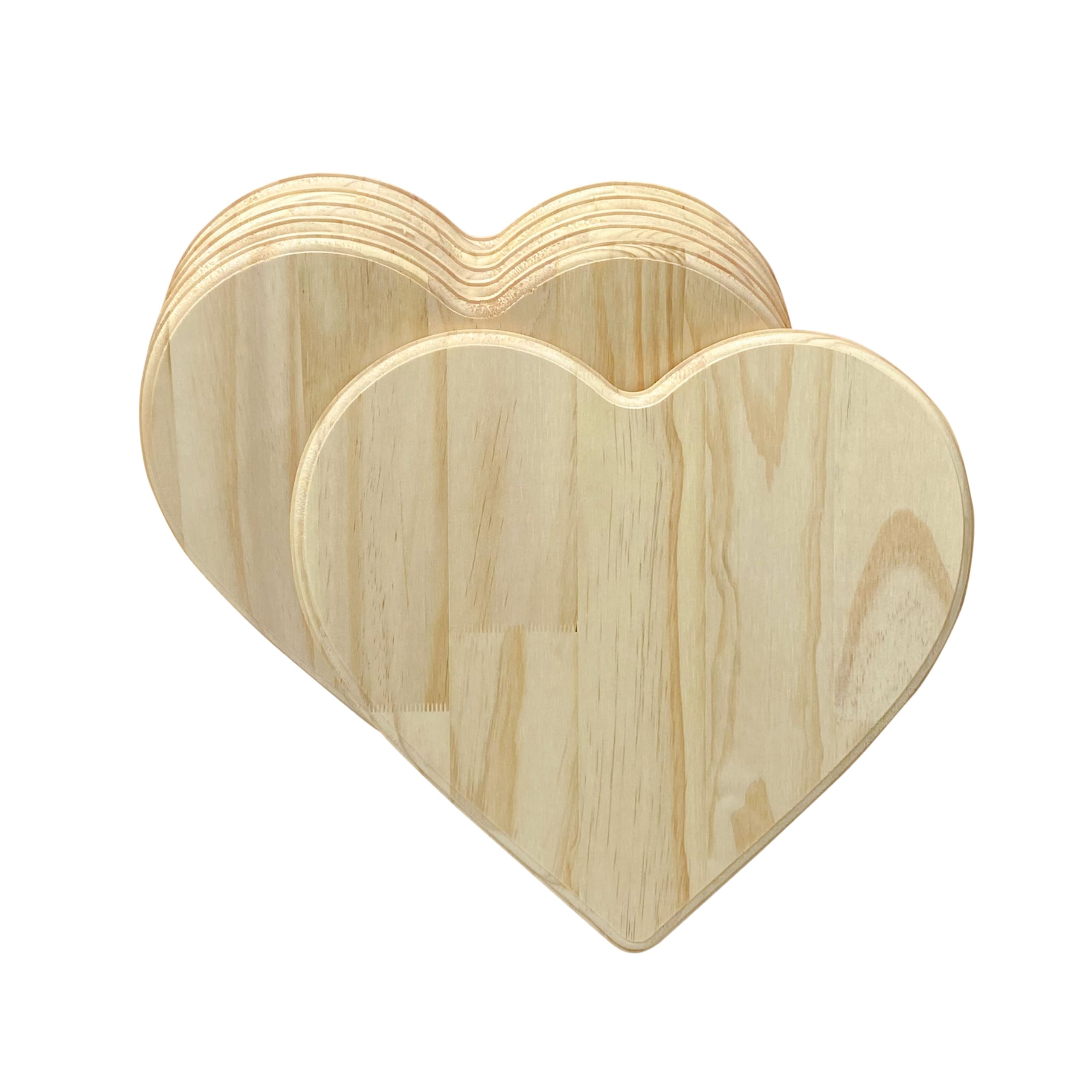 Herzförmige Holzleinwand, 33 x 30,5 cm, 1,4 cm dick, unlackiertes Holzschild, großes Naturholz, Herzschilder für Wanddekoration, 6 Stück