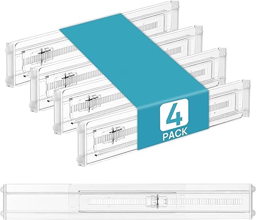 Miniatura 11 de Vtopmart Paquete de 12 Divisores de Cajones para Ropa, 4" de Alto 10.2"-16.5" Organizador de Cajones de Cómoda Ajustable Expandible, Separadores