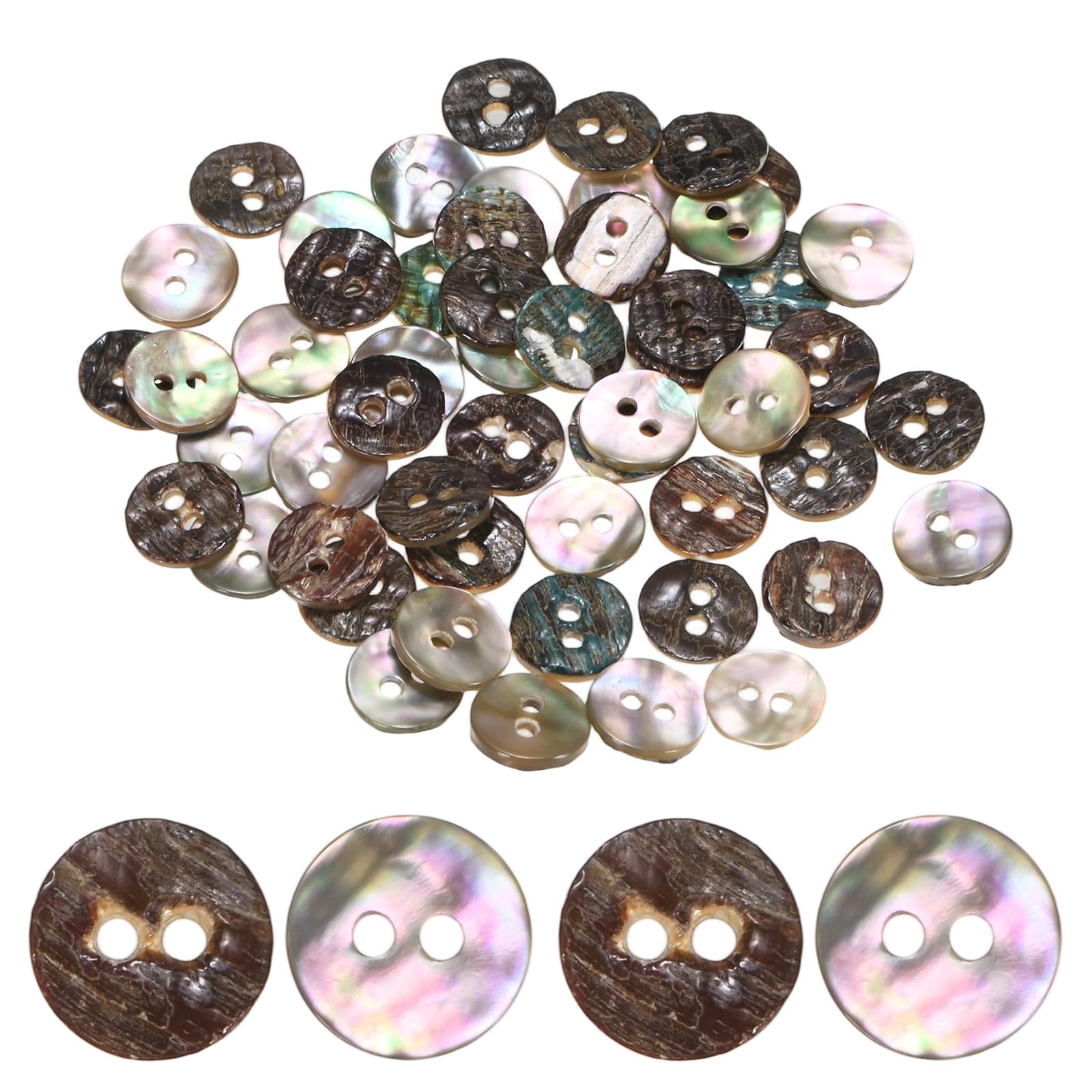 TIXIPEM Natural Shell Buttons [50pcs] - 10mm 2 Hole Mother of Pearl Sewing Craft Buttons for Shirt Sewing & DIY Crafts Decoration - [Golden Yellow]