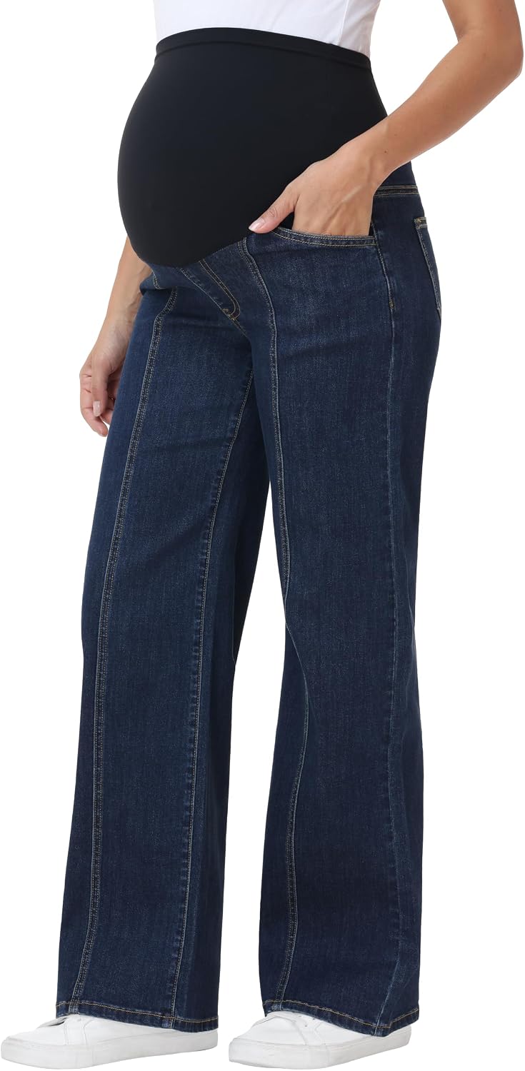 Maternity Jeans Wide Leg Loose Denim Pants