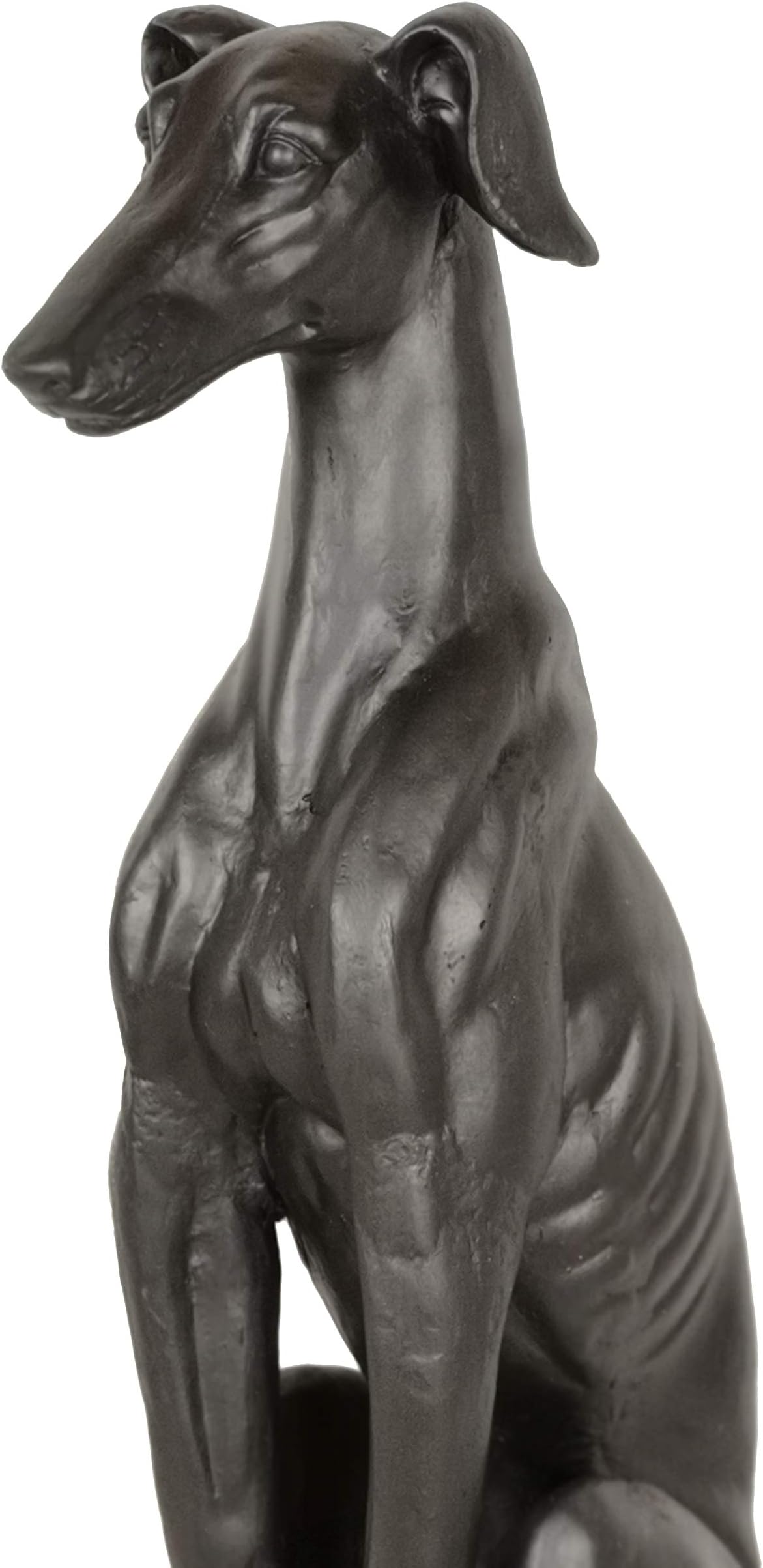 BW0095 Poly Stone 31.7" Sitting Greyhound Black Color Dog Statue, Garden Decor, Home Decor