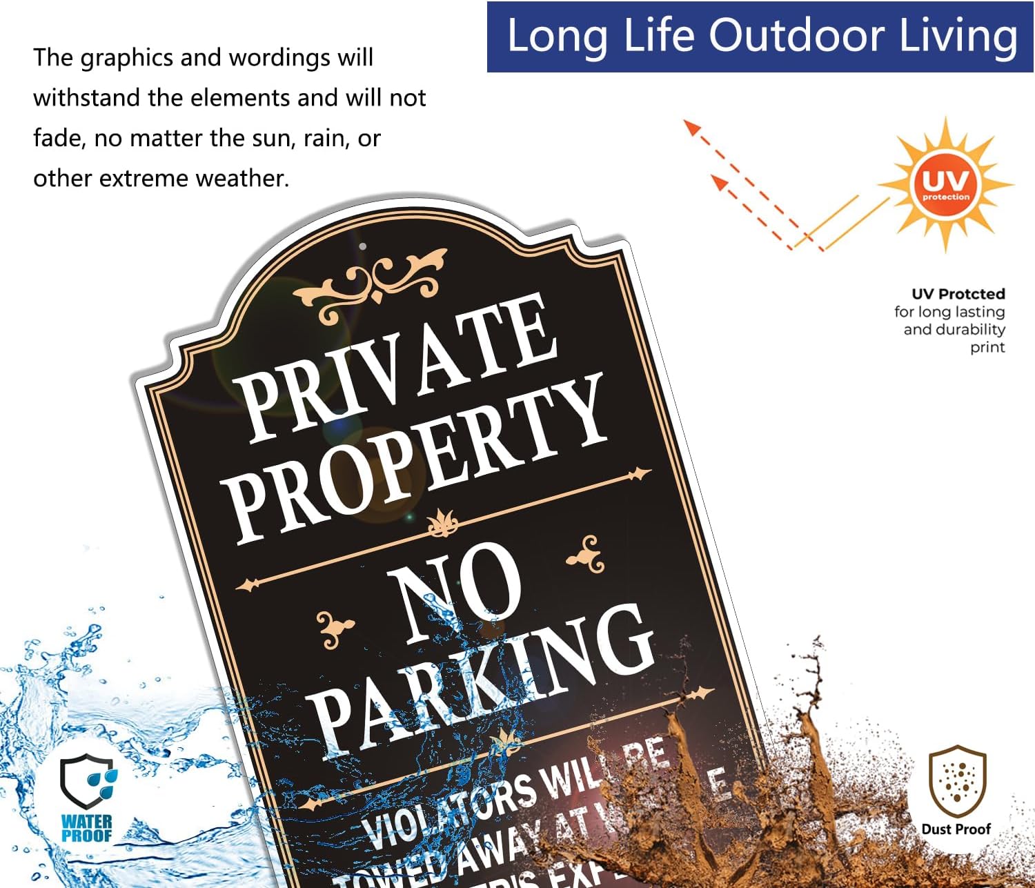 Private Property No Parking Violators Will Be Towed Away at Vehicle Owner's Expense Sign 12" x 18" Metal Rust-Free Aluminum UV Protected Sturdy 2 Pack