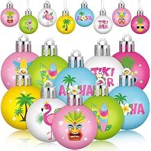 HyDren 40 Pcs Summer Tree Ornaments Mini Summer Hanging Tree Decorations 1.2 Inch Pastel Flamingo Surboard Pineapple Palm Beach Tropical Ball Decorations for Home Luau Holiday Decorative Supplies