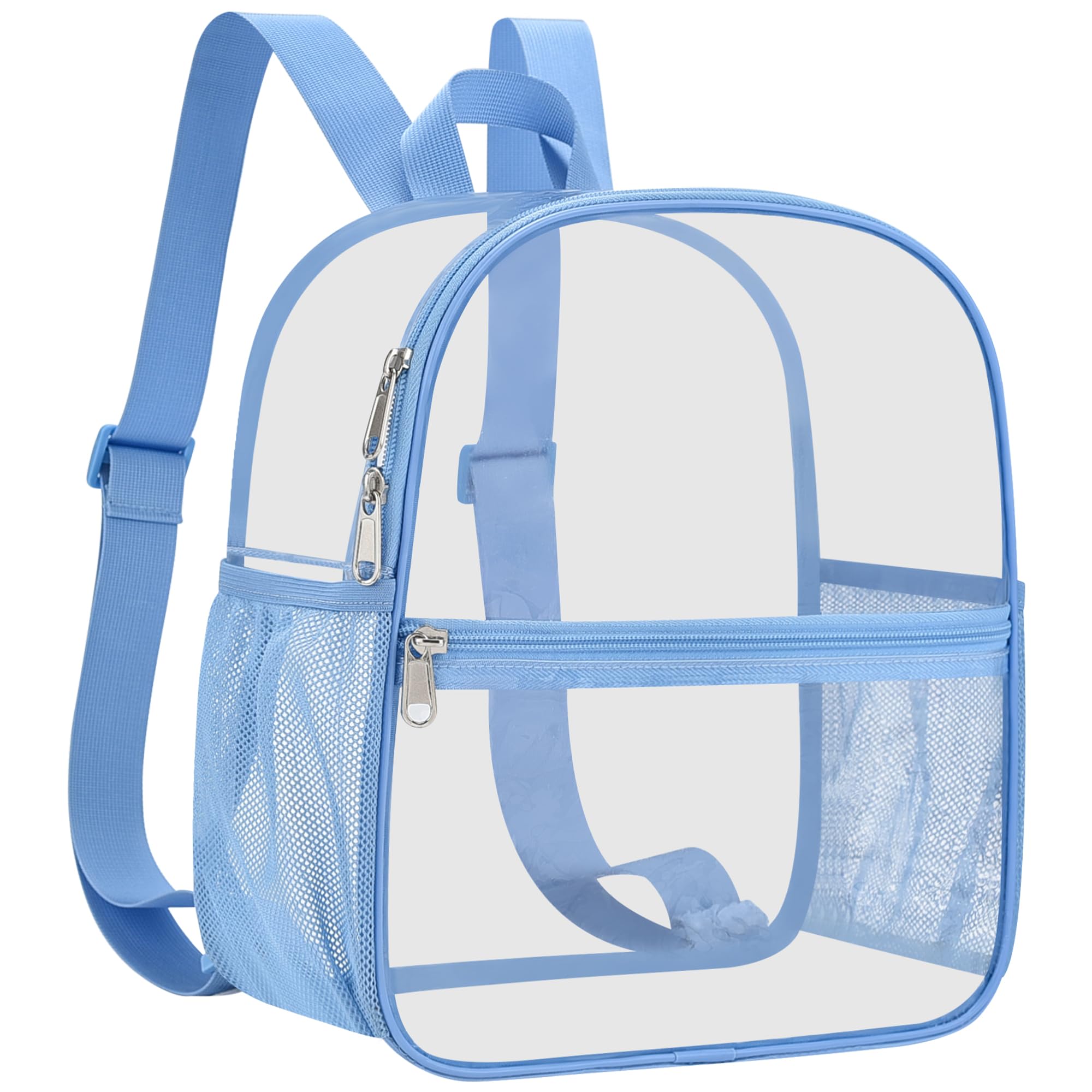 Slumou Clear Backpack for Stadium Events 12x12x6 Sports Backpack Mini Small for Fan, Concert, Beach, Work, Travel & Sporting（Sky blue）
