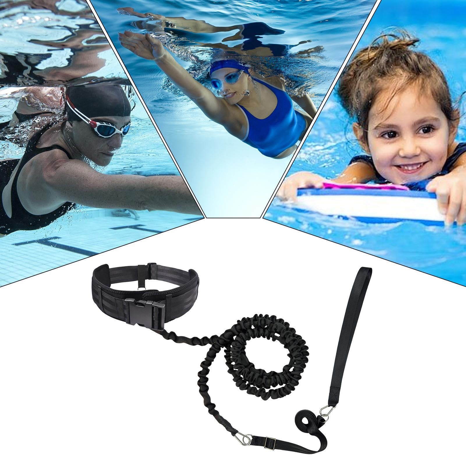 Ceinture D'entraînement De Natation – Bande De Résistance Réglable pour Exercices en Piscine, Harnais Stationnaire | Outil D'entraînement Aquatique À Haute Élasticité pour, Natation, Fitness,