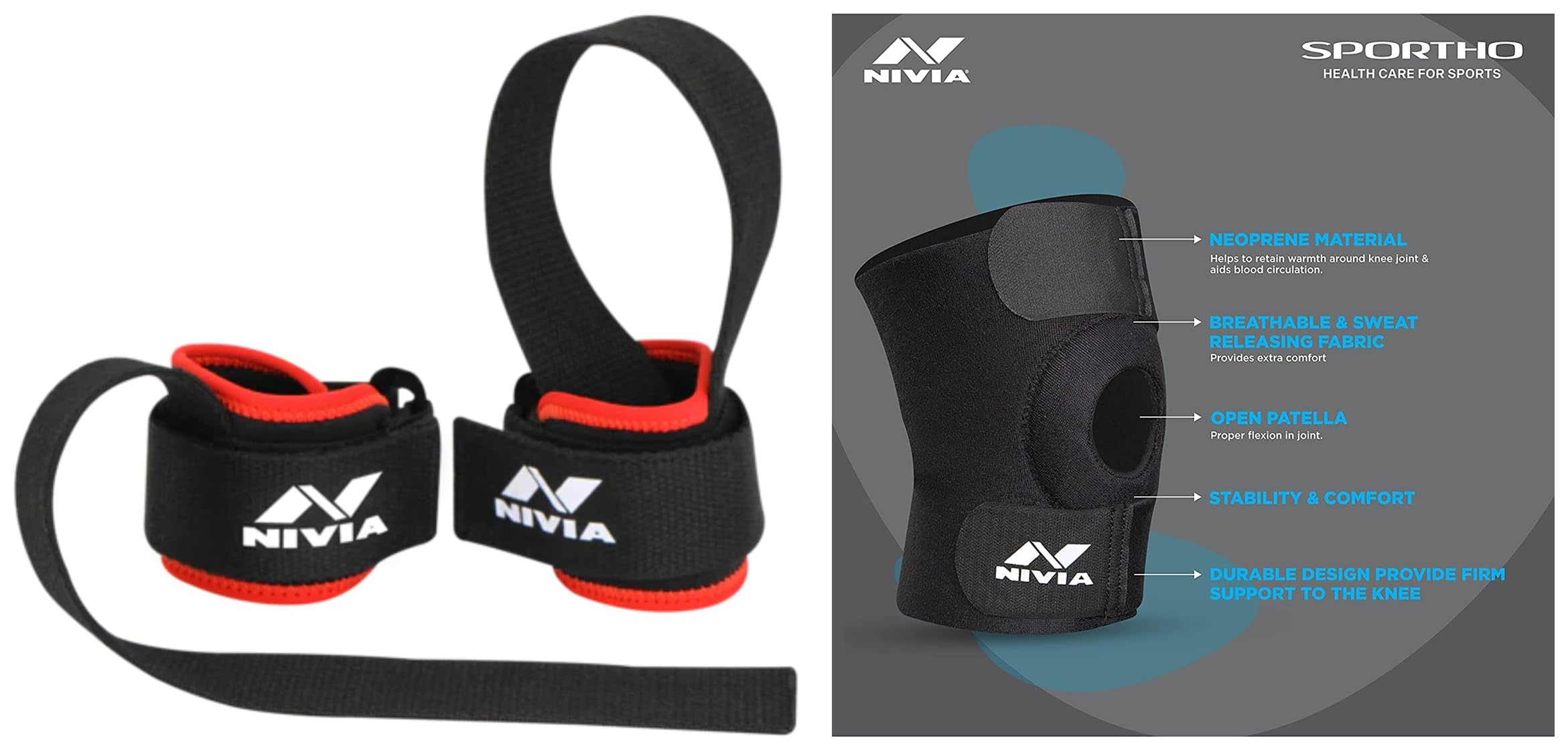 Nivia Basic Knee Patella Support|Knee support (Black) Weight Lifting Strap with Wrist Supporter for Gym (Red/Black) (B0CDGW98W8) Amazon Price History, Amazon Price Tracker
