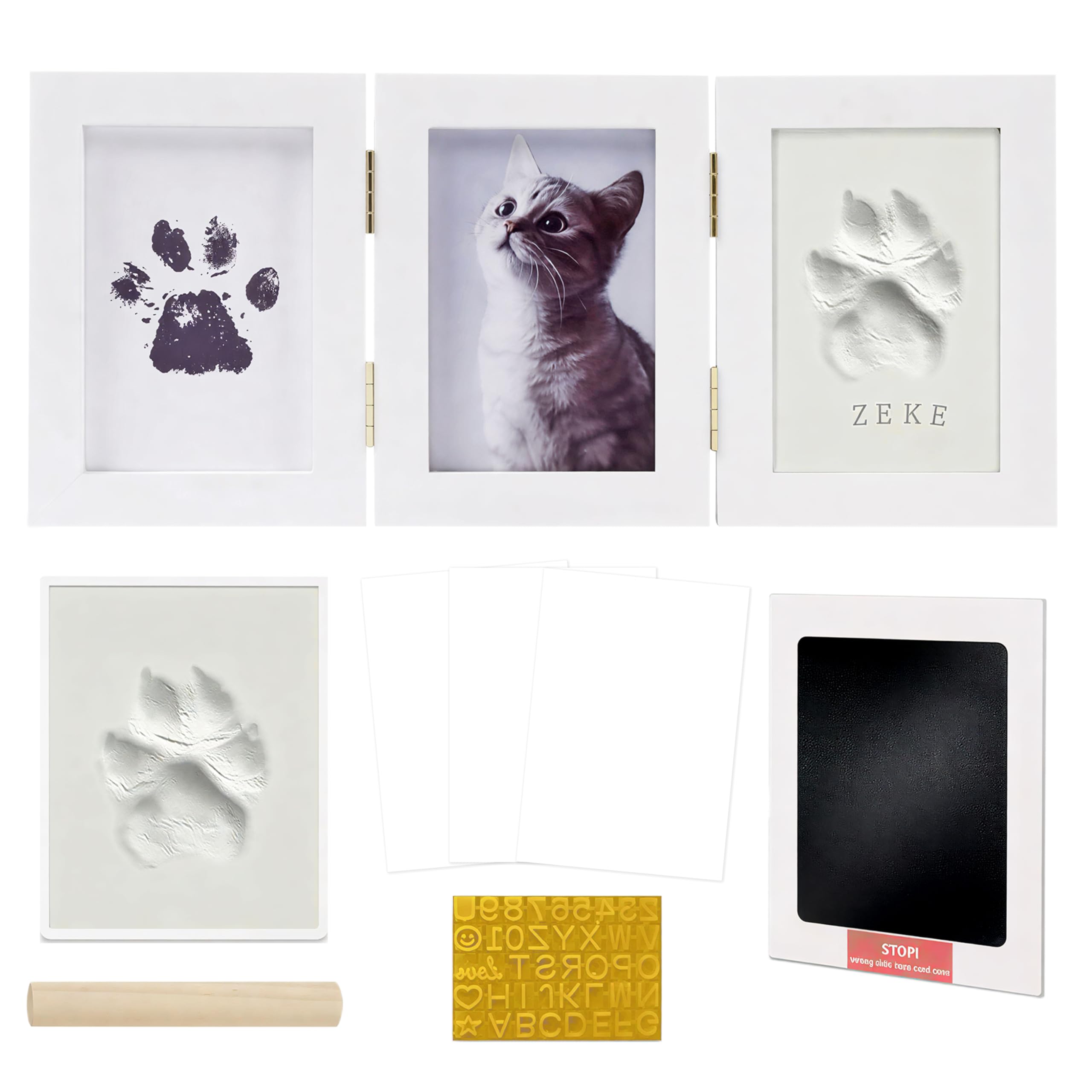 Kit de huellas para perros con marcos de fotos y letras para personalizar tu manualidad