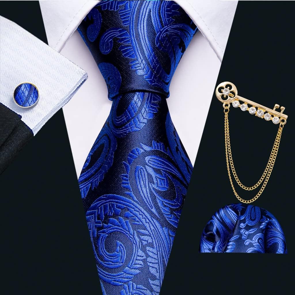 BOIE 男性タイのティッティルジャックジャックシルクネクタークネックハンカチカフリンクスブローチセットウェディングパーティーファッ 🎴