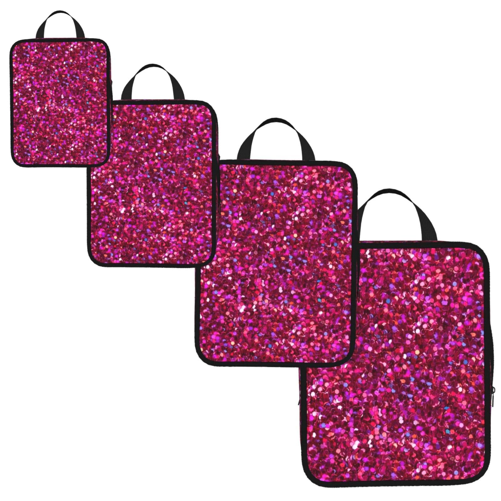 Glitter pattern Print 4 Set Compression Packing Cubes for Suitcases,Expandable Storage Bag Organizers