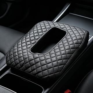Black Waterproof Leather Center Console Cover, Universal Armrest Pad Protector for Pickup Trucks and SUVs, Non-Slip Middle Console Lid