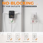 TESSAN Extendeur mural, noir 4 USB (30W 2 USB C), Protecteur de surpression, 3 Splitter de socket, large prise multiple espacées, pour la chambre de dortoir du bureau d'intérieur