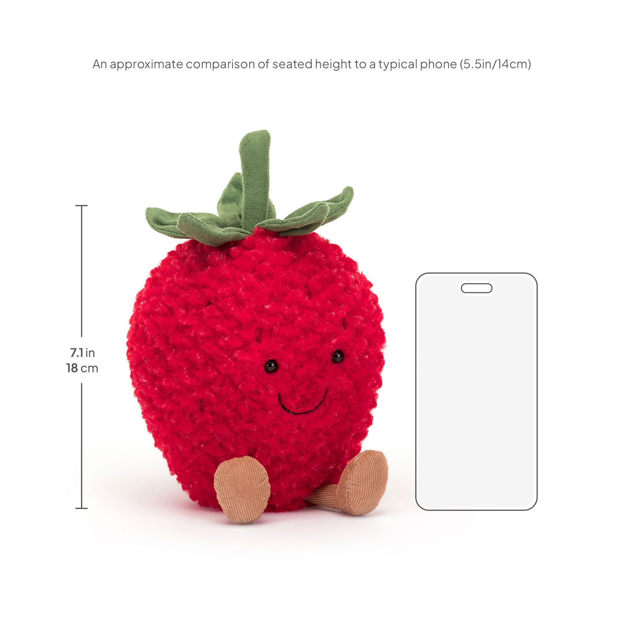 Jellycat Amuseables Strawberry Stuffed Toy, 8 inches | Fruit Plush