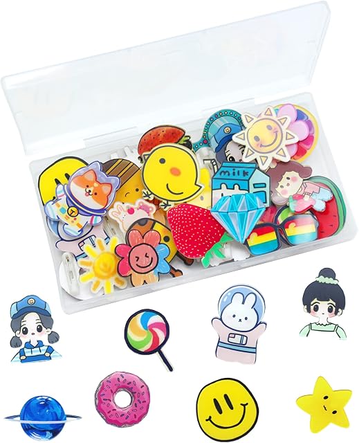 Cinvo 40 Pcs Acrylic Pins Bulk Decoration Cute Cartoon Pins Lapel Pin Set Locking Pins Backs Brooch Badge Bar Pins for Backpack Bags Clothing Jackets Hats Caps DIY Crafts(40 Assorted Styles)