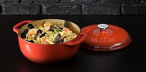 Miniatura 4 de Lodge - Horno holandés de hierro fundido esmaltado, 6 cuartos de galón, rojo amapola (poppy) y juego de cuidado para utensilios de cocina de hierro