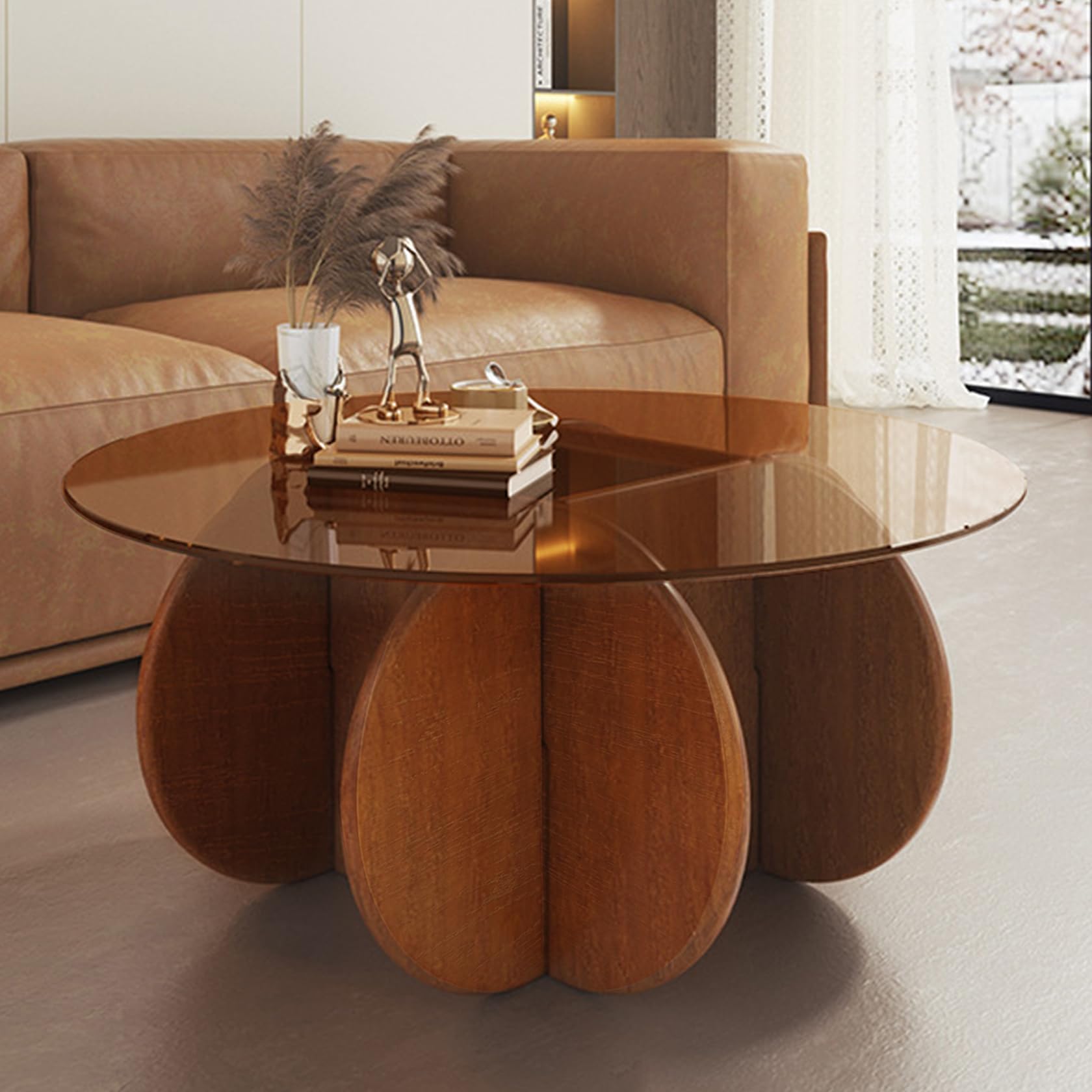 Amazon.com: Burl Wood Round Nesting Coffee Tables - Modern Living Room ...