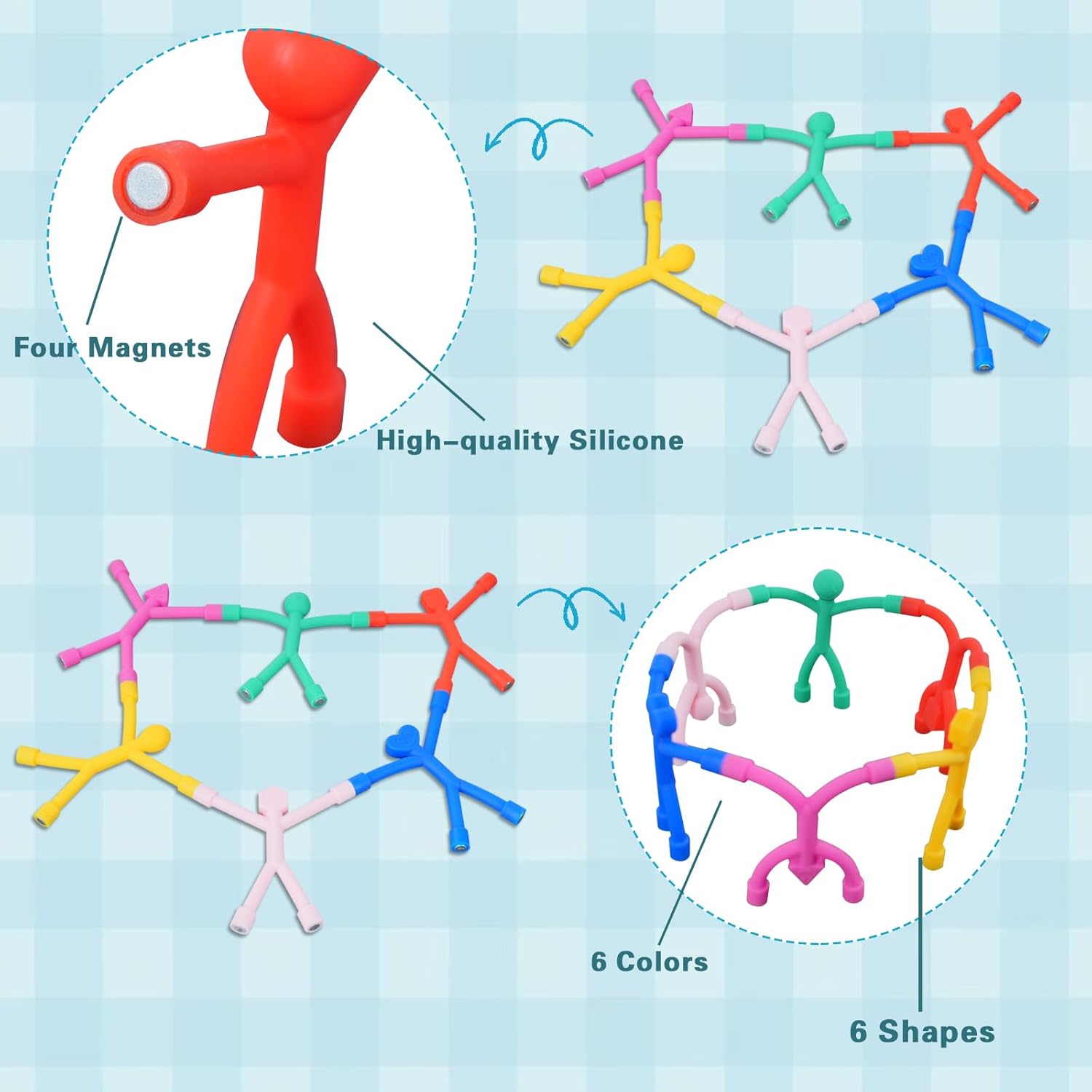 12Pcs Magnetic Fidget Toy,Travel Toys for Toddlers Kids, Desktop Decor, Multiple Shapes & Colors, Office Fridge Magnet, Gift for Kids 3 Years and Older