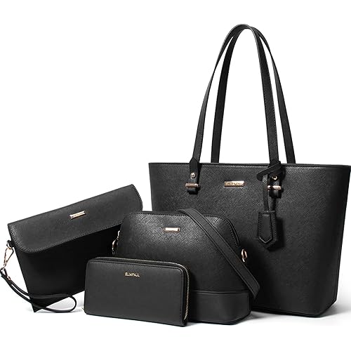 Women Fashion Synthetic Leather Handbags Tote Bag Shoulder Bag Top Handle Satchel Purse Set