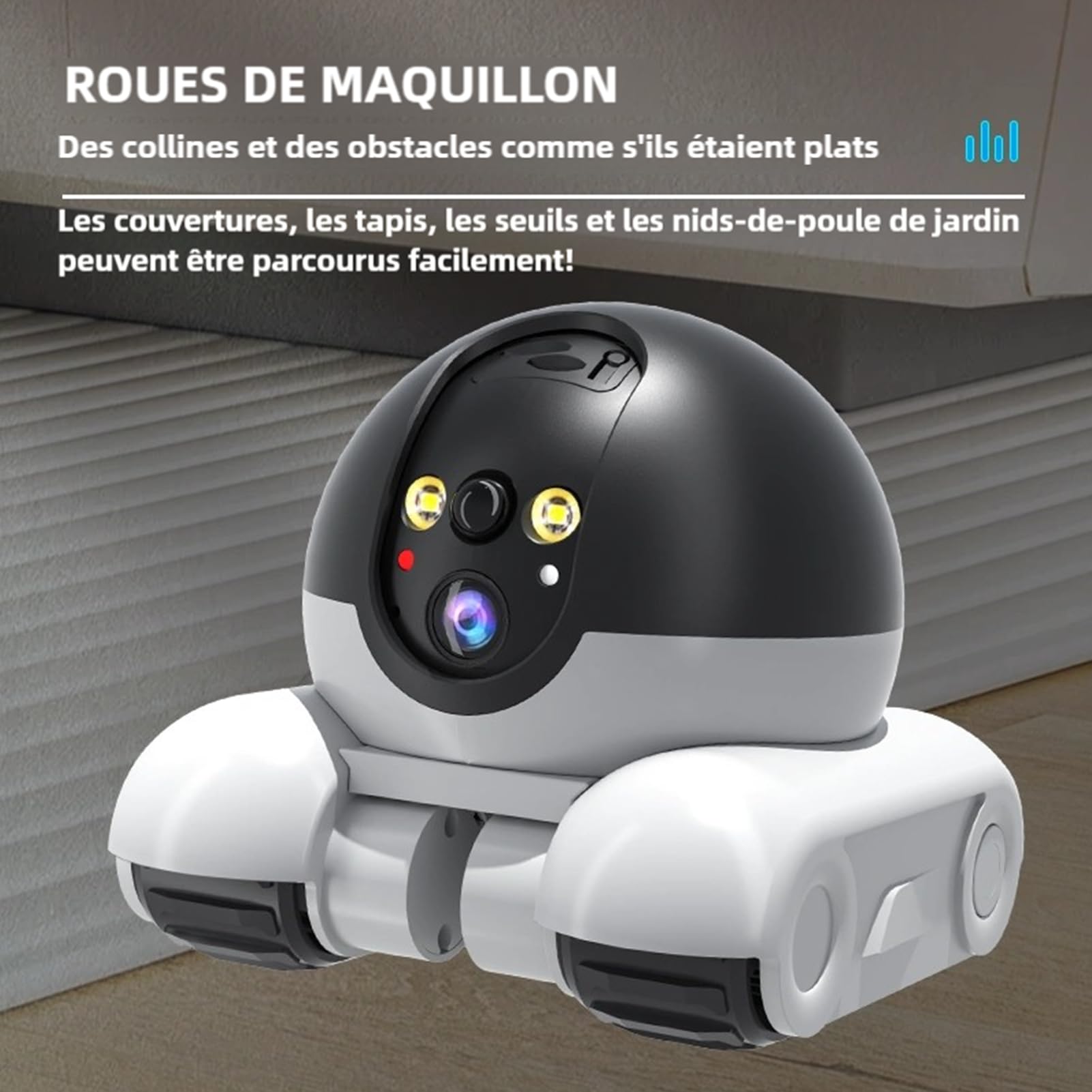 Elprico Robot de Caméra en Mouvement, Appareil Photo Robot à Double Objectif 1080p avec Roues, Télécommande D'application, Conversation Bidirectionnelle, Batterie 5200mAh