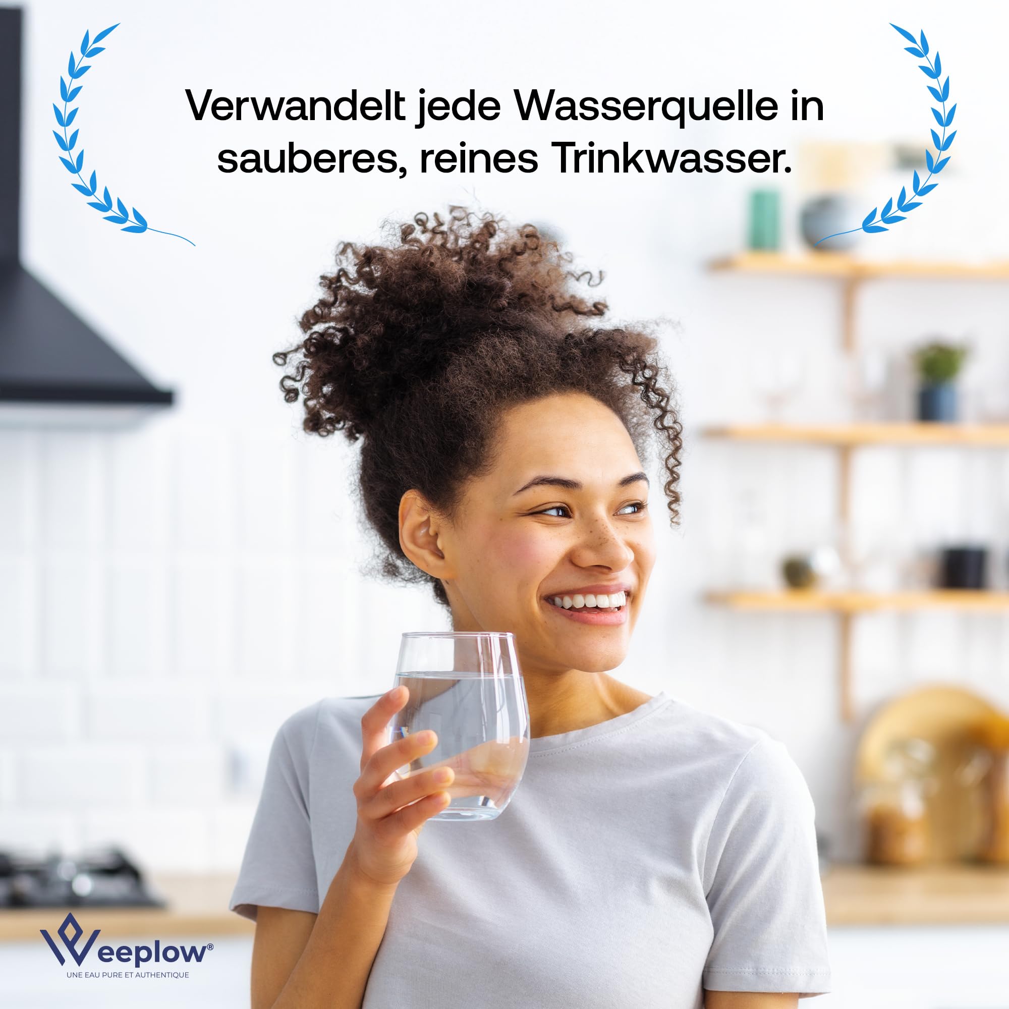 Weeplow® Earth – Schwerkraft-Wasserfiltrationssystem 8,5 Liter AISI 304 mit 2 O'Pure 2 Reinigungselementen, Wasserhahn mit Wasserwaage und kostenloser Edelstahlhalterung