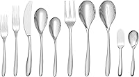 Vista 1 de Nambé Bend - Colección de cubiertos de 45 piezas, excelentes utensilios de acero inoxidable forjado con elegantes asas curvas, servicio para 8