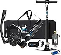 TUDIVING-0.5L portátil mini tanque de mergulho conjunto com máscara de snorkel de rosto inteiro para treinamento de respiração de mergulho subaquático
